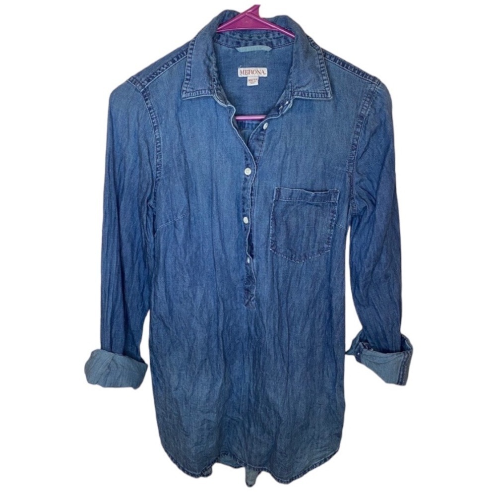 Merona Denim 3/4 sleeve oversized top